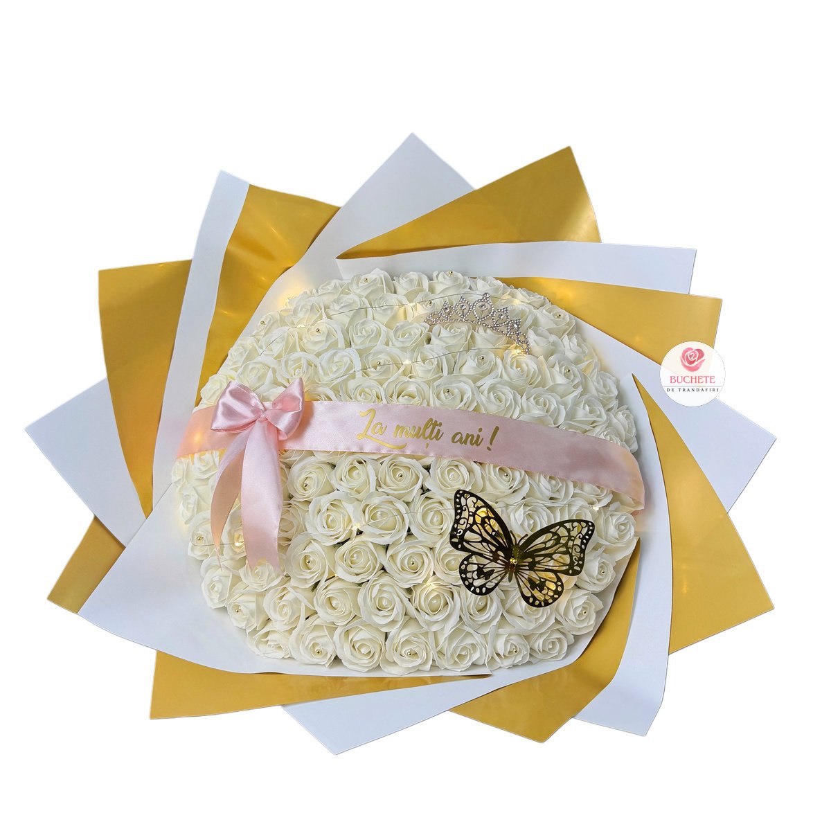 101-trandafiri-din-sapun-1 101 Trandafiri din sapun Buchet Alb