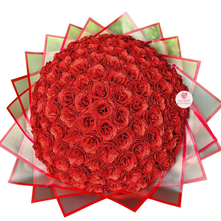 Buchet 101 Trandafiri Rosu cu sclipici