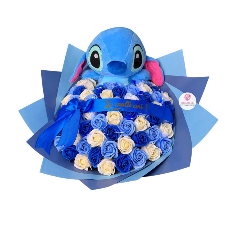 Buchet Aniversare cu Stitch Albastru