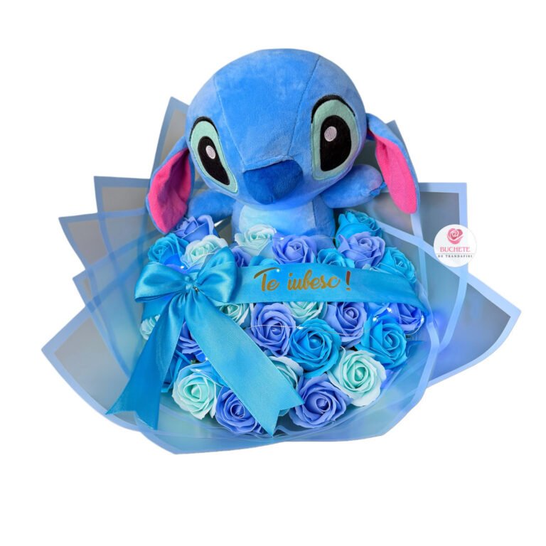 Buchet de flori cu Stitch Albastru