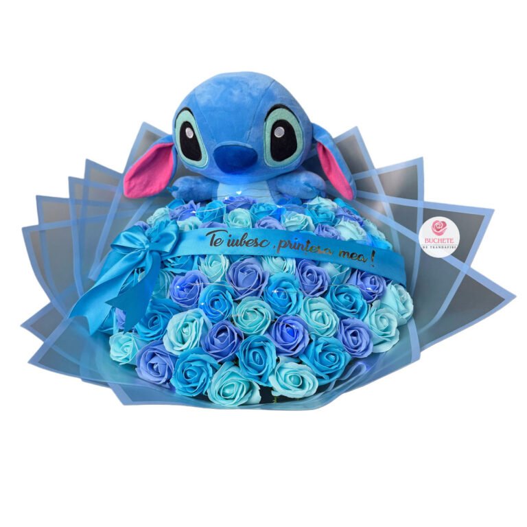 Buchet de flori cu Stitch Albastru