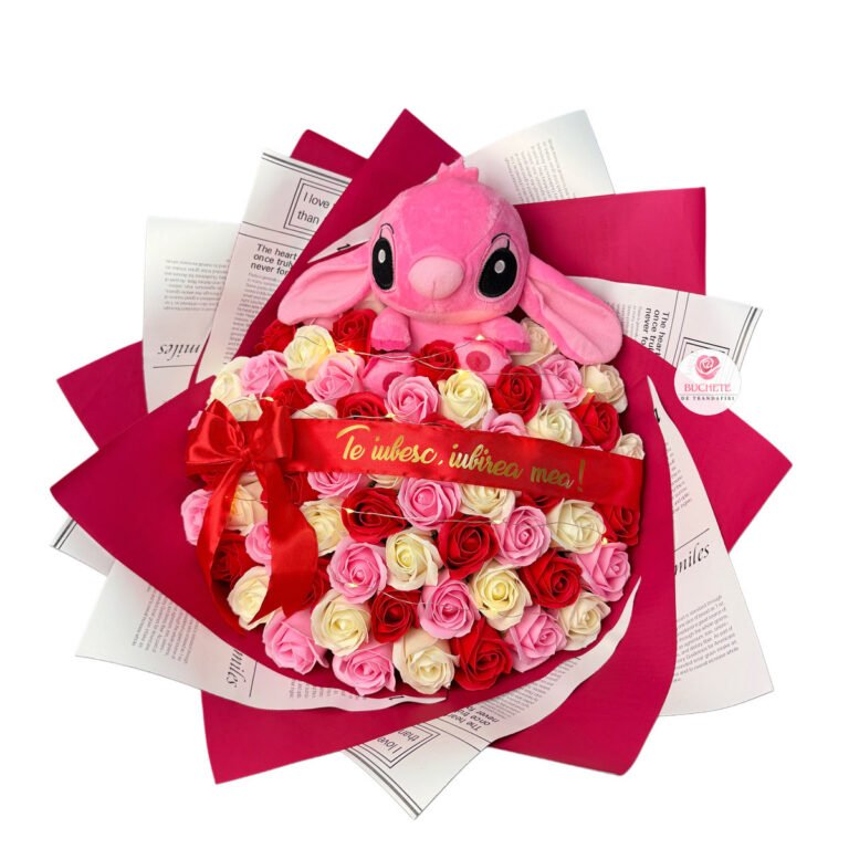 Buchet de flori Roz cu Stitch