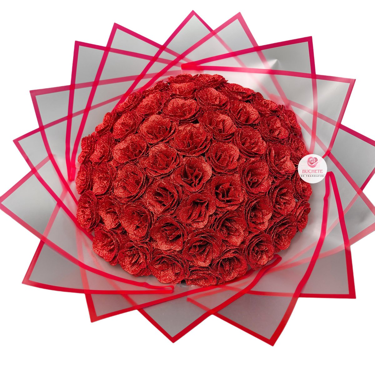 Buchet-de-flori-rosu-cu-sclipici-1 Buchet de flori Rosu cu sclipici