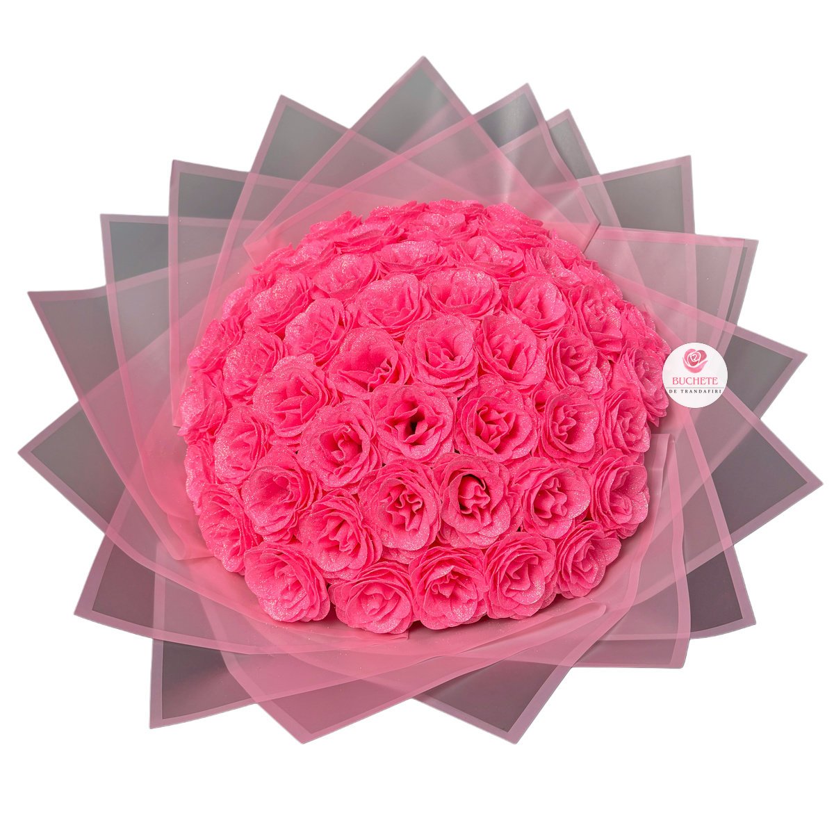 Buchet-de-flori-roz-cu-sclipici-1 Buchet de flori Roz cu sclipici imperiali