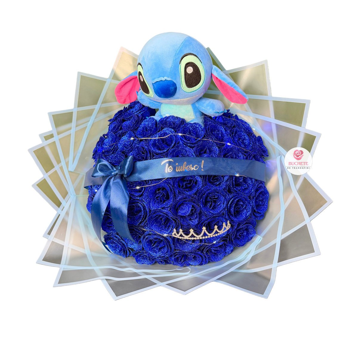 Buchet-de-trandafiri-cu-stitch-albastru-1 Buchet de Trandafiri cu Stitch Albastru