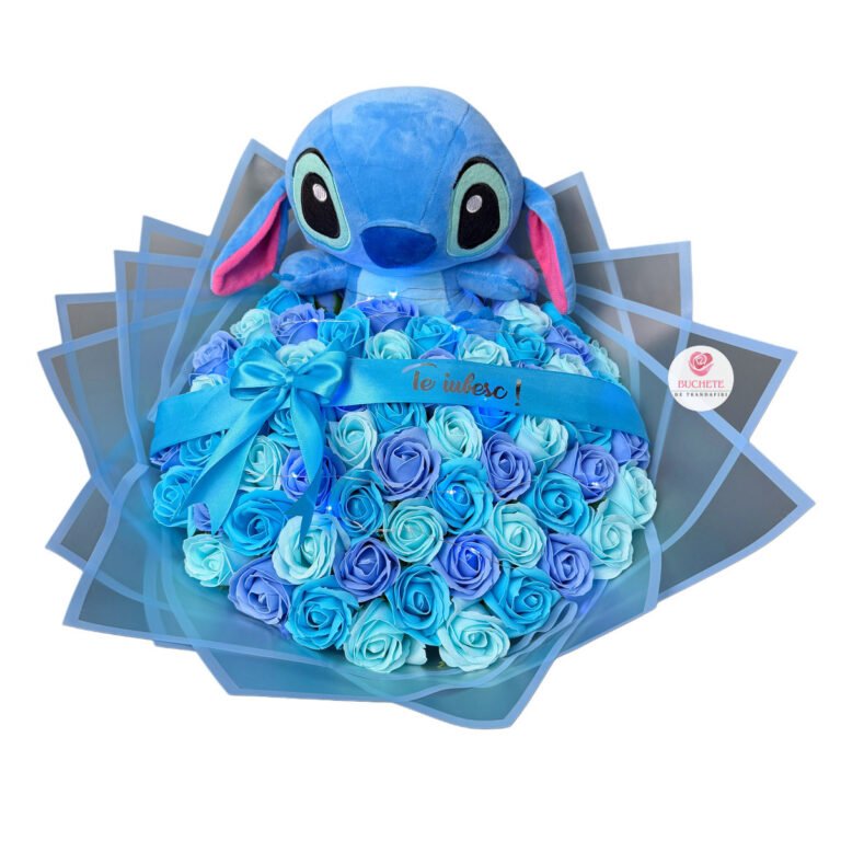 Buchet flori Stitch Albastru