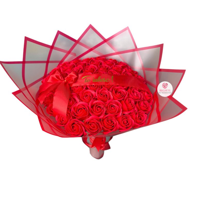 Buchet flori din sapun Rosu