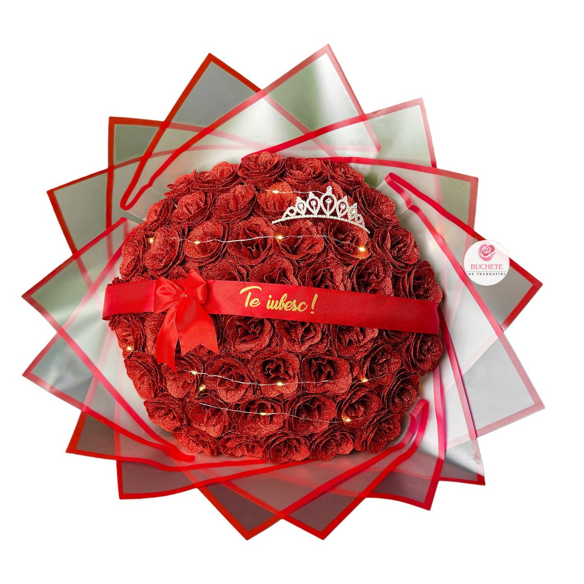 Buchet-trandafiri-cu-sclipici-1 Buchet trandafiri cu sclipici rosu