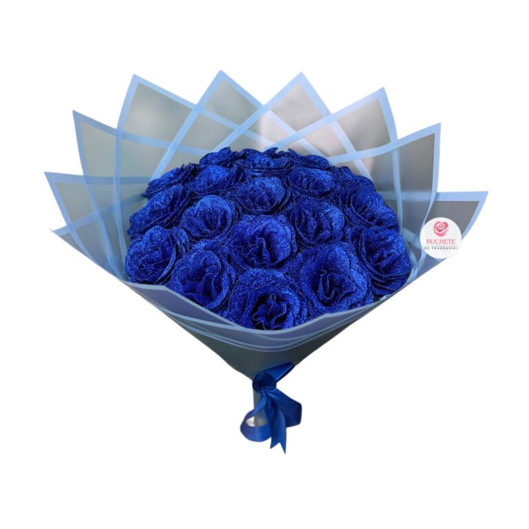 Buchet Trandafiri cu sclipici Albastri