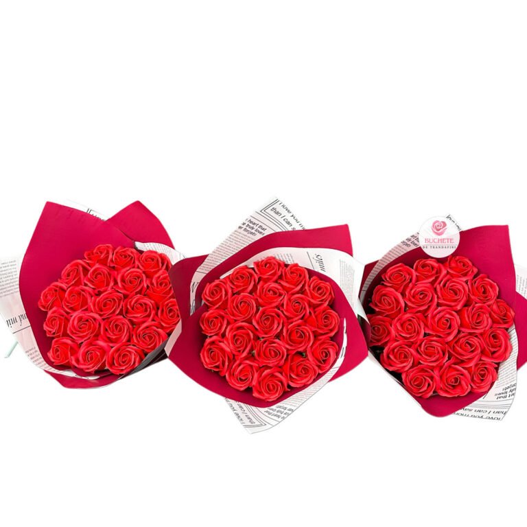 Buchete de flori de Valentine's day de 19 trandafiri din sapun Rosii